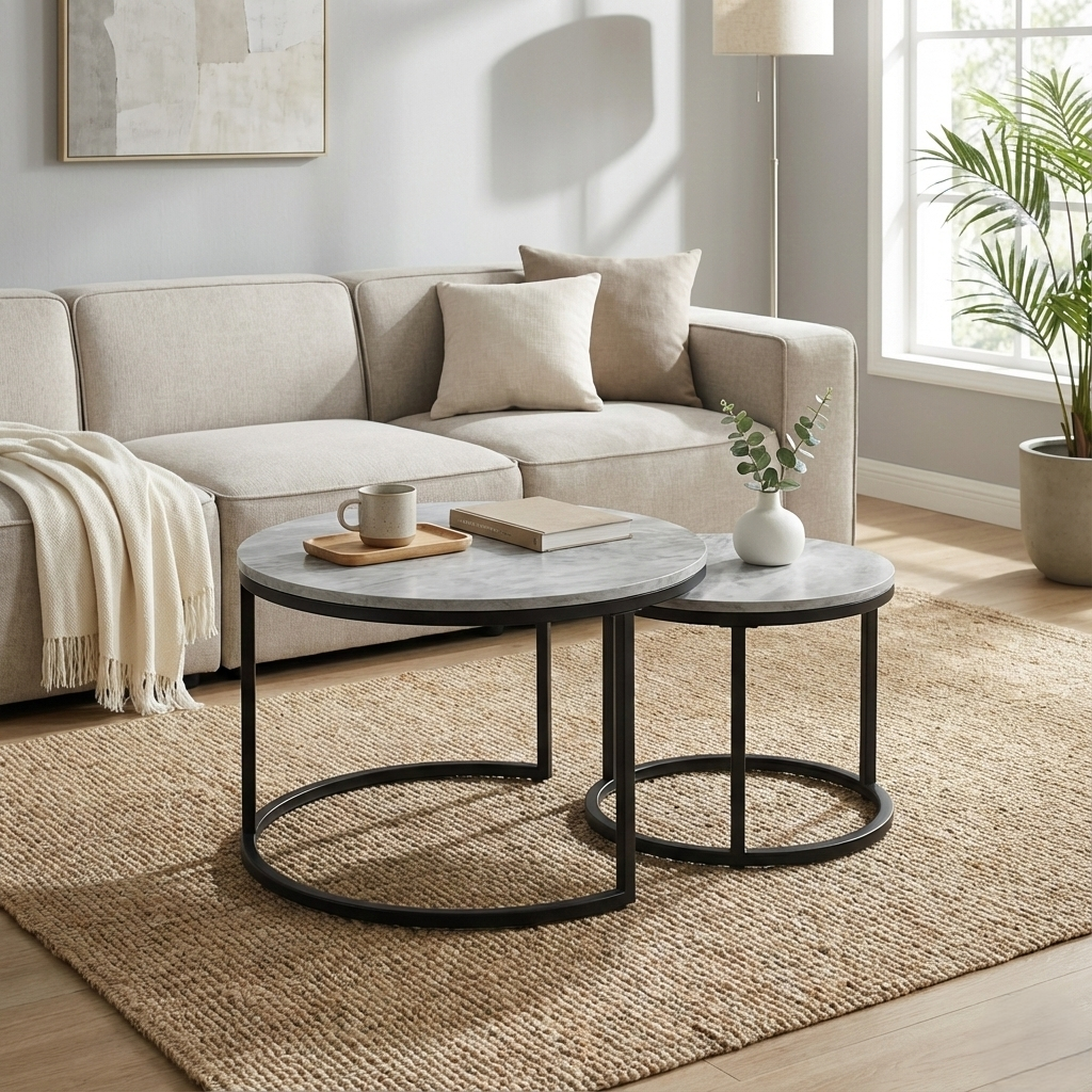Grey Marble Nesting Coffee Table