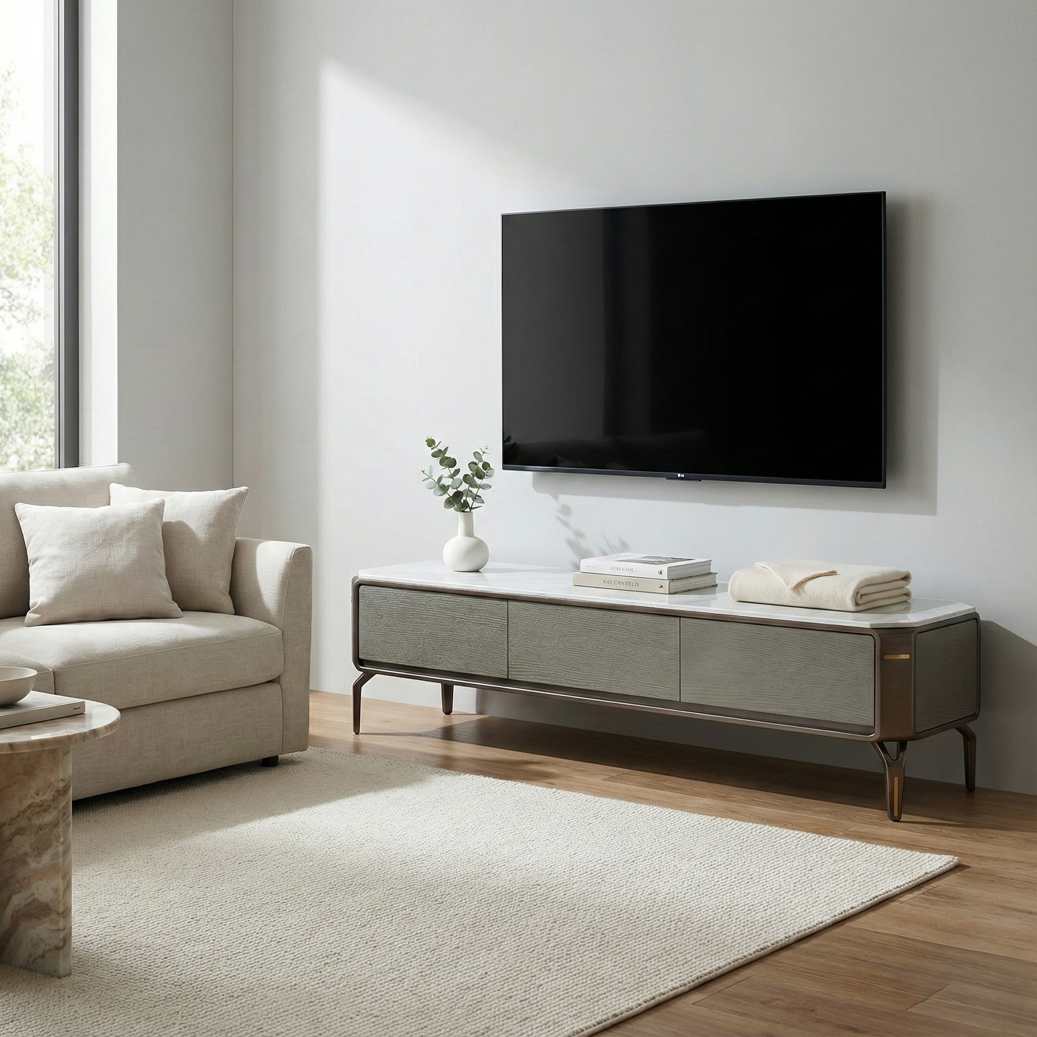 Satin White Classic Gloss TV Console