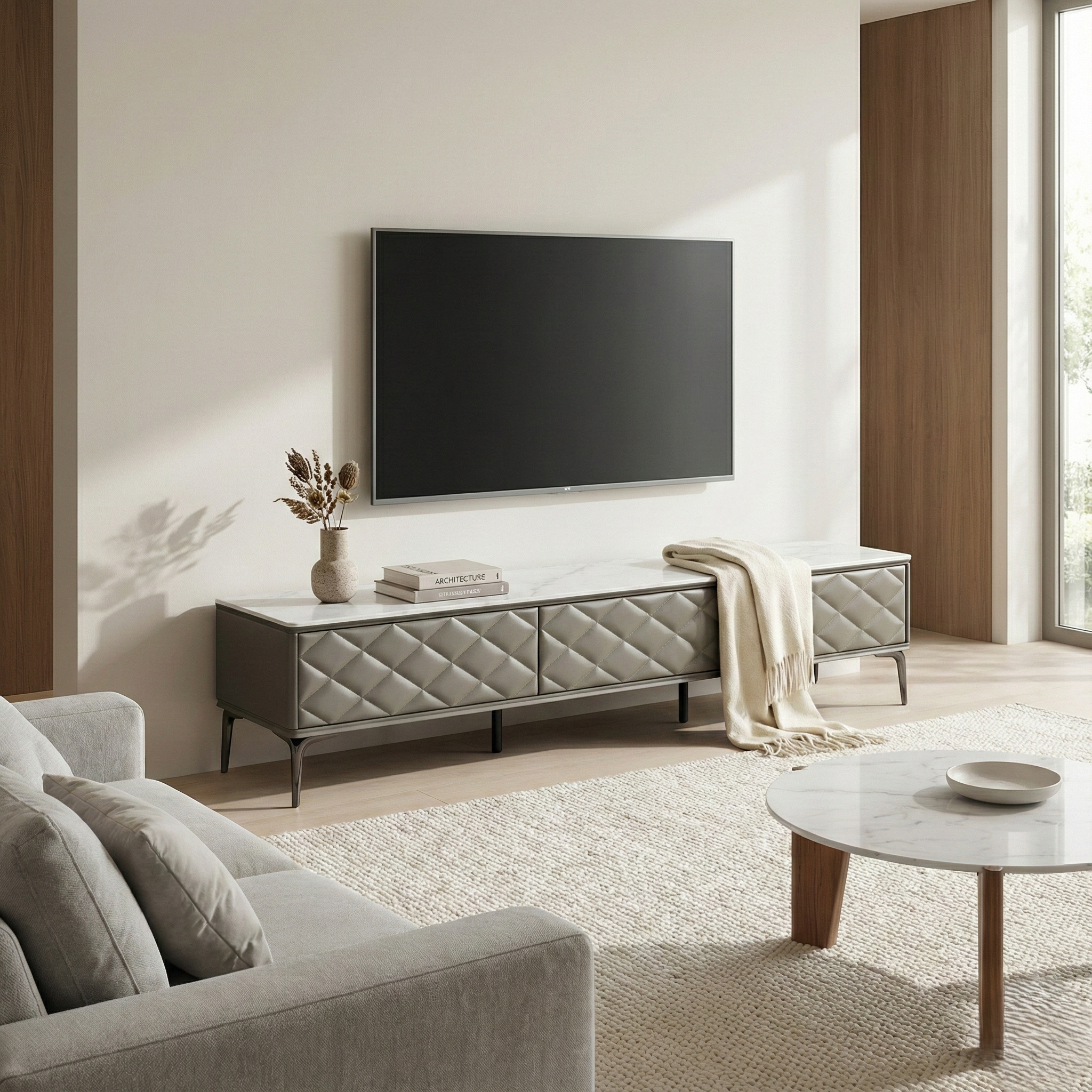 Satin White Statement Gloss TV Console